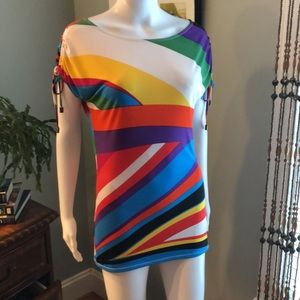 Frank Lyman color block top with shoulder ties